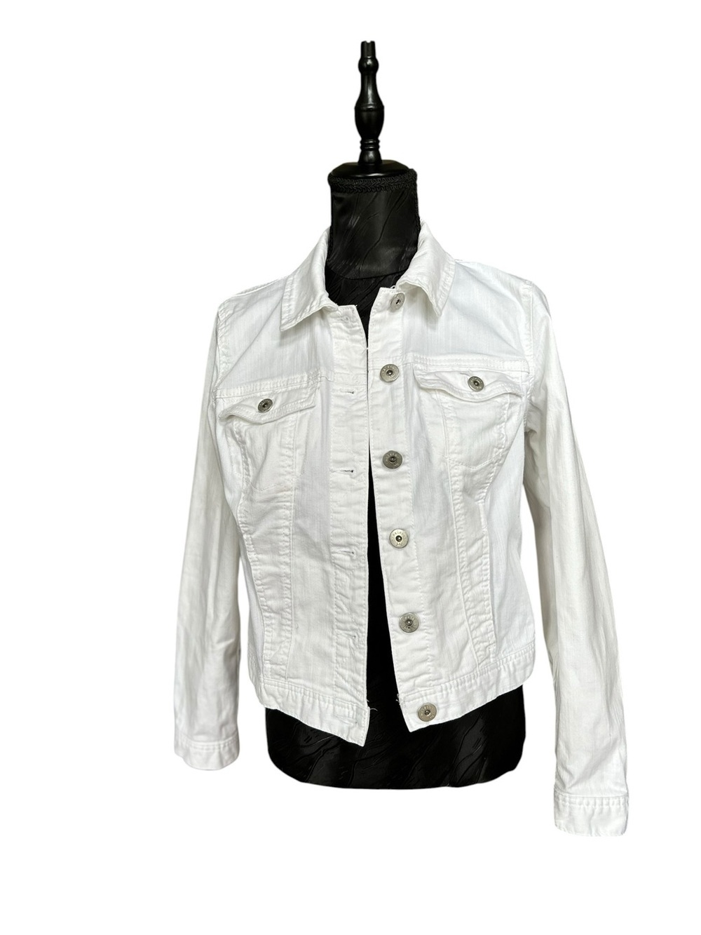 Maison Jules White Denim Jean Jacket Button Front Size M